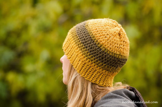 Mushroom dyed hat with green and gold